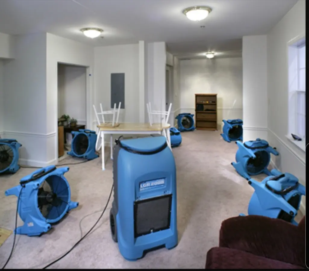 Air movers and dehumidifier setup for Water Damage Restoration in Imperial Beach