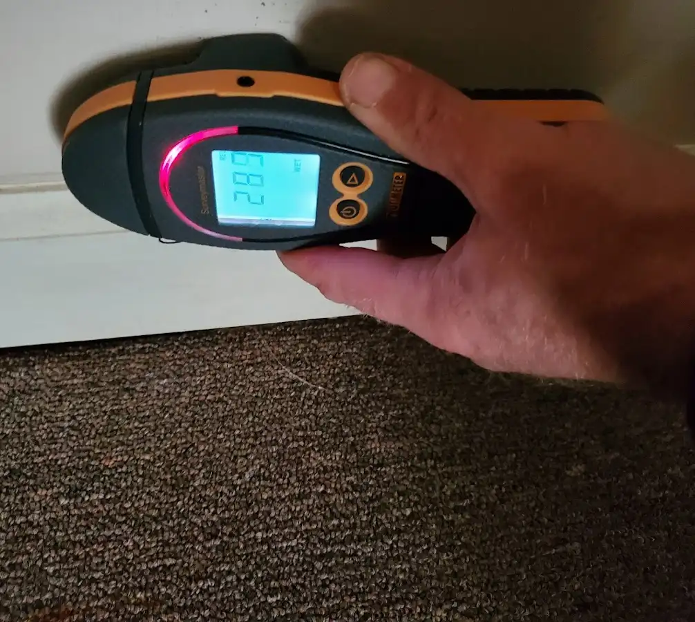 Moisture detection at baseboard during Mold Inspection & Testing in Imperial Beach